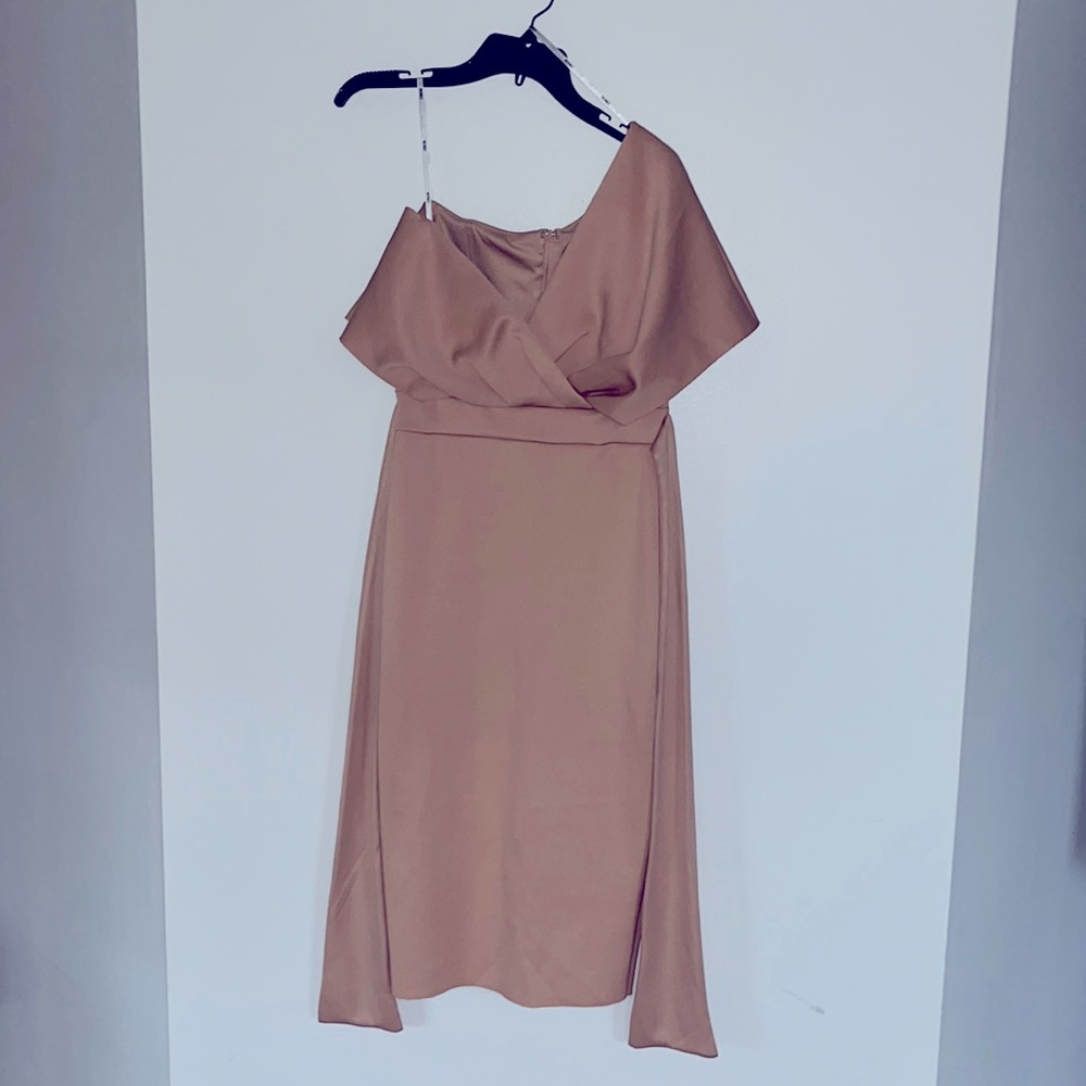 ASOS blush one shoulder scuba dress
